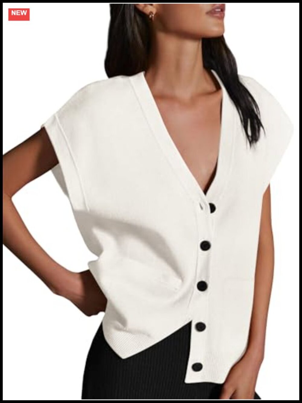 Women's Lightweight Knit Cardigan Sweater Vest Button Down Cap Sleeve